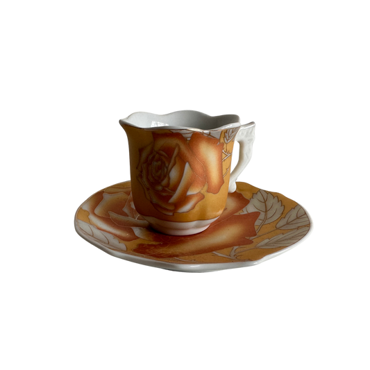 TT017 ORANGE ROSE ESPRESSO CUP WITH SAUCER