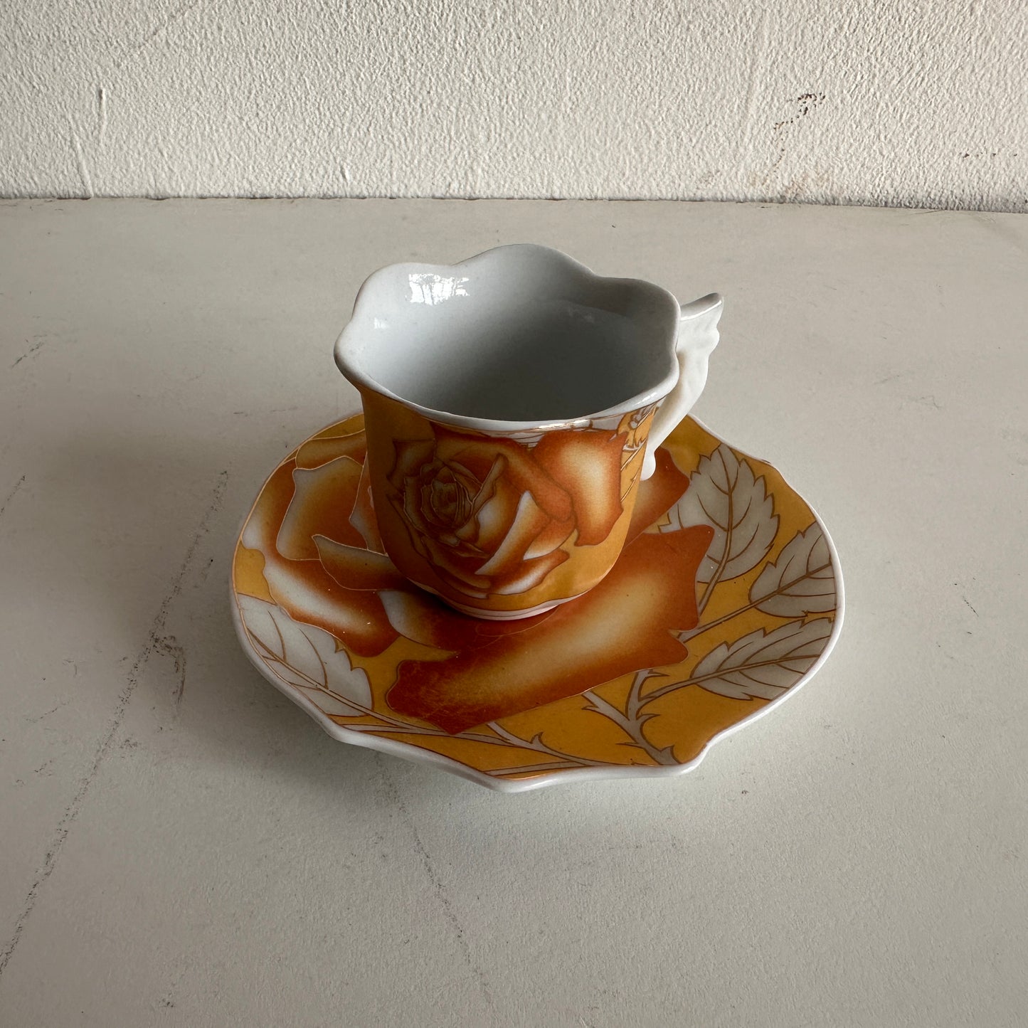 TT017 ORANGE ROSE ESPRESSO CUP WITH SAUCER