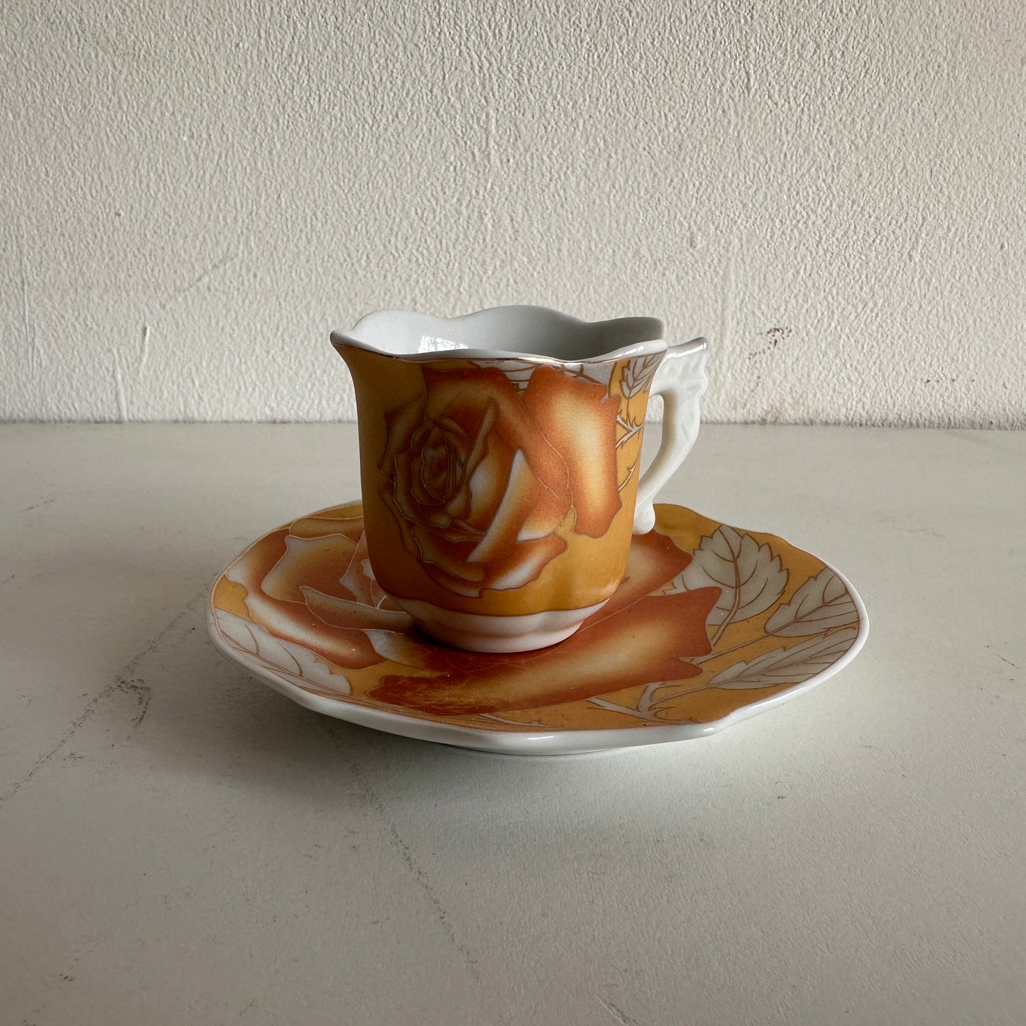 TT017 ORANGE ROSE ESPRESSO CUP WITH SAUCER