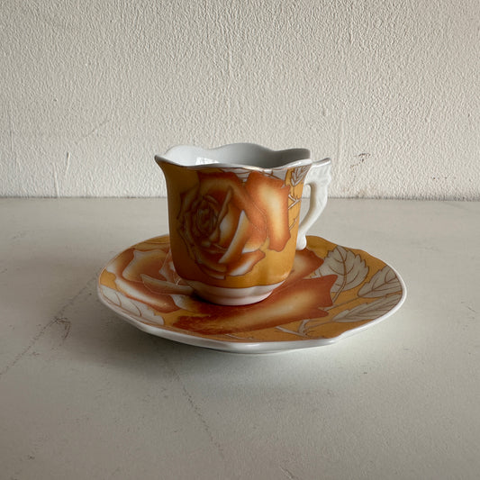 TT017 ORANGE ROSE ESPRESSO CUP WITH SAUCER