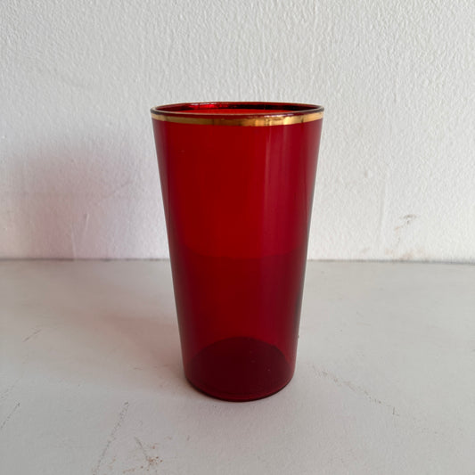 TT021 GOLD RIMMED RED TINTED GLASS