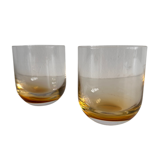 TT029 SET OF TWO AMBER TINTED ROCKS GLASSES