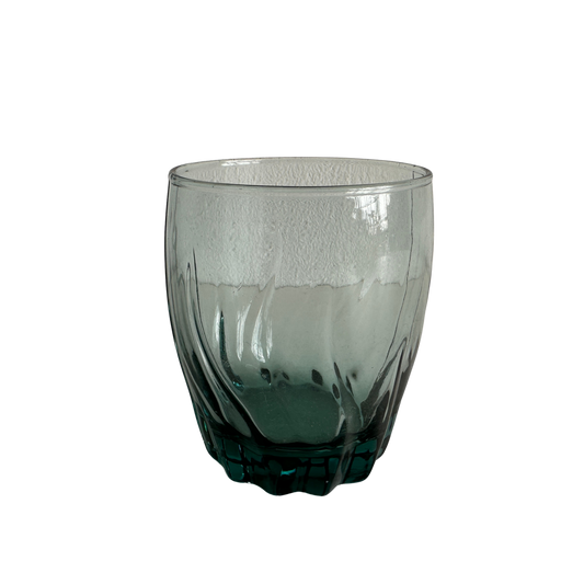 TT030 BLUE TINTED SHORT TWISTY WAVY ROCKS GLASS