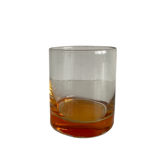 TT031 ORANGE TINTED FAT ROCKS GLASS