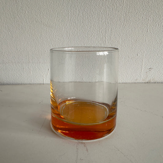 TT031 ORANGE TINTED FAT ROCKS GLASS