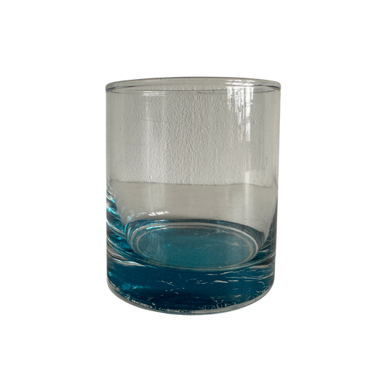 TT032 BLUE TINTED FAT ROCKS GLASS