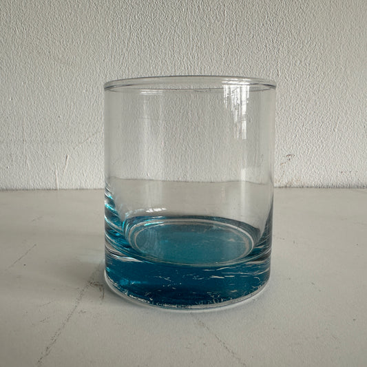 TT032 BLUE TINTED FAT ROCKS GLASS