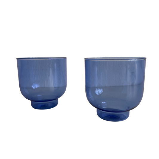TT037 SET OF TWO SHORT BLUE TINTED DEPARTO GLASSES
