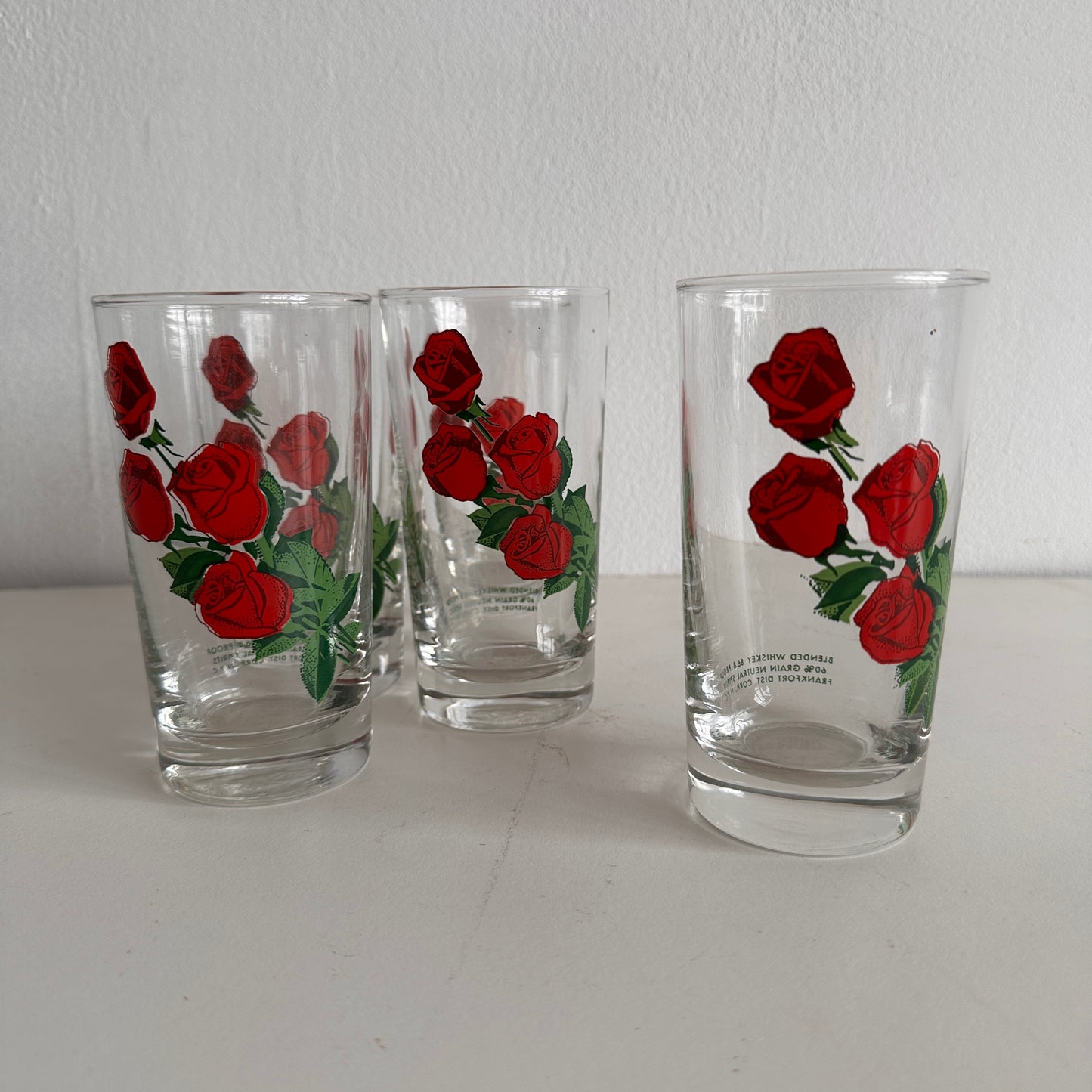 TT039 SET OF FIVE RED ROSE GLASSES