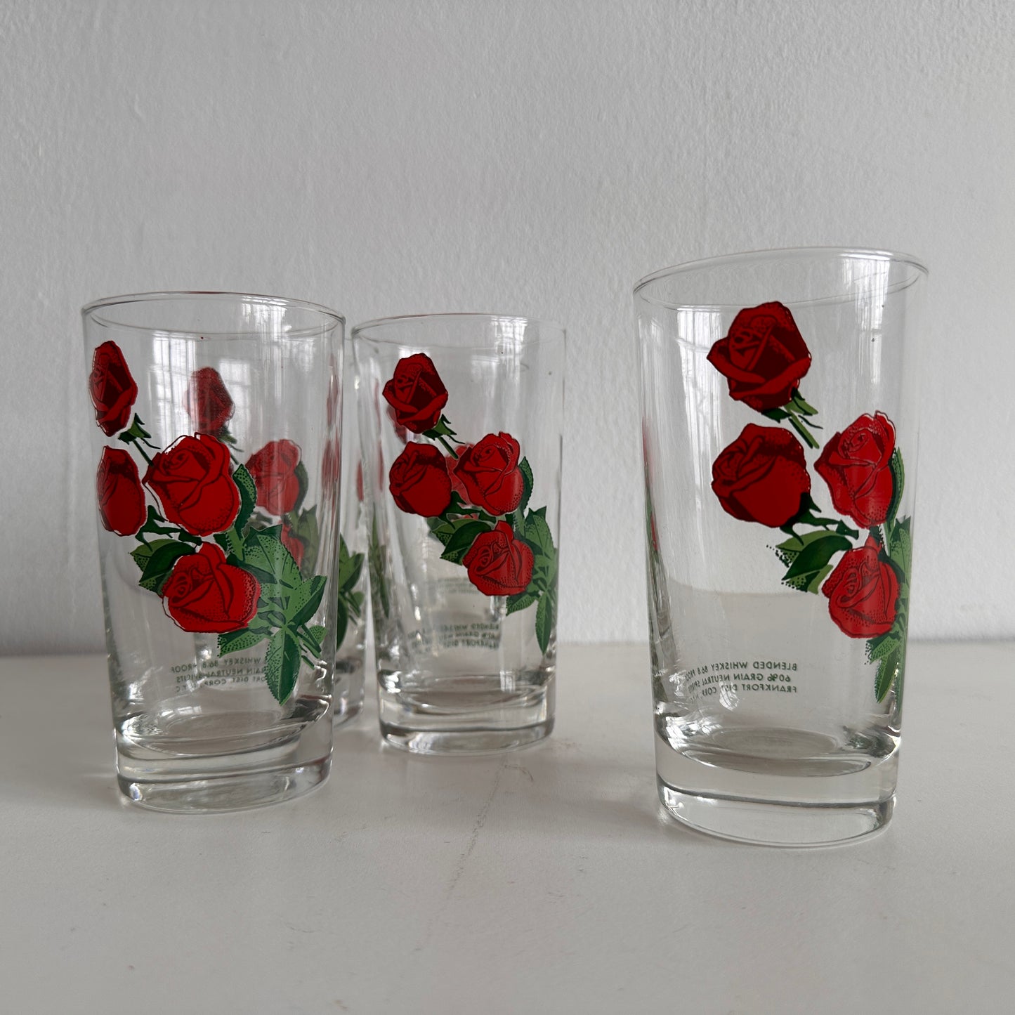 TT039 SET OF FIVE RED ROSE GLASSES