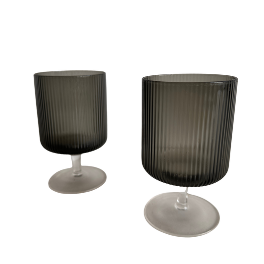 TT042 SET OF TWO FLUTED SMOKED COCKTAIL GLASSES