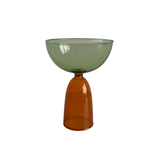 TT051 GREEN AND AMBER TINTED CHAMPAGNE COUPE