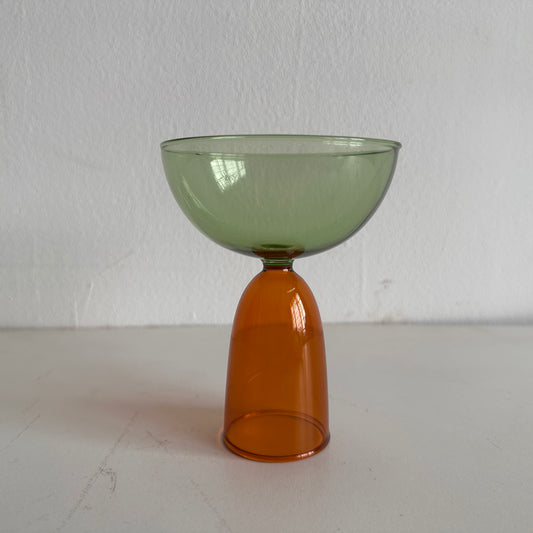 TT051 GREEN AND AMBER TINTED CHAMPAGNE COUPE
