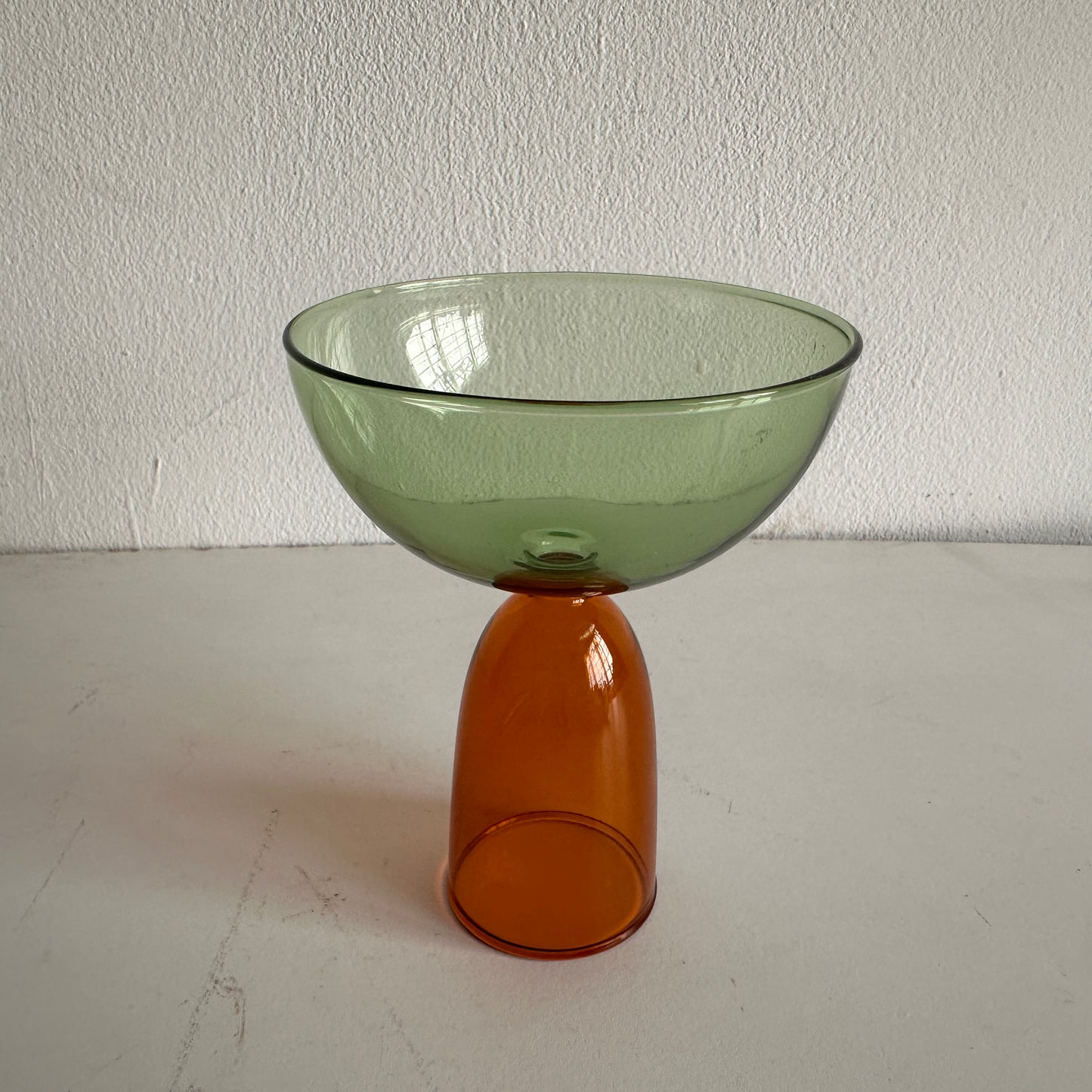 TT051 GREEN AND AMBER TINTED CHAMPAGNE COUPE