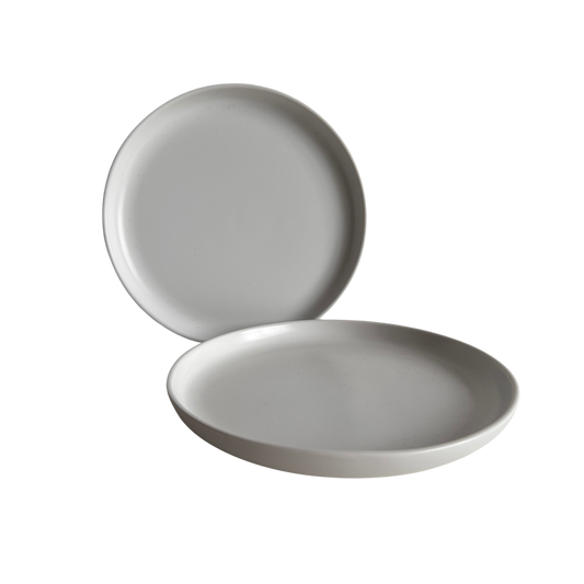 TT057 SET OF TWO SIMPLE WHITE MATTE CERAMIC PLATES