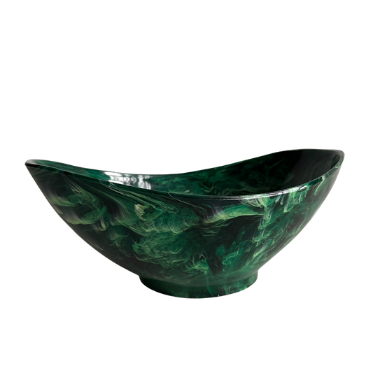TT075 GREEN MARBLED ACRYLIC SERVING BOWL
