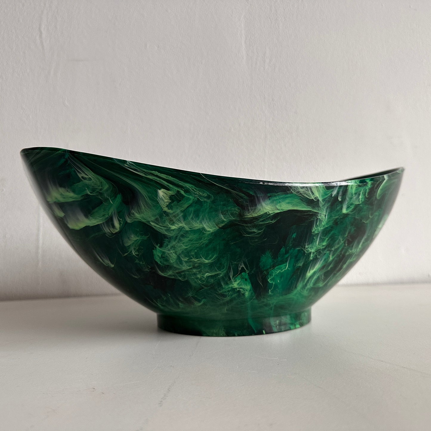 TT075 GREEN MARBLED ACRYLIC SERVING BOWL