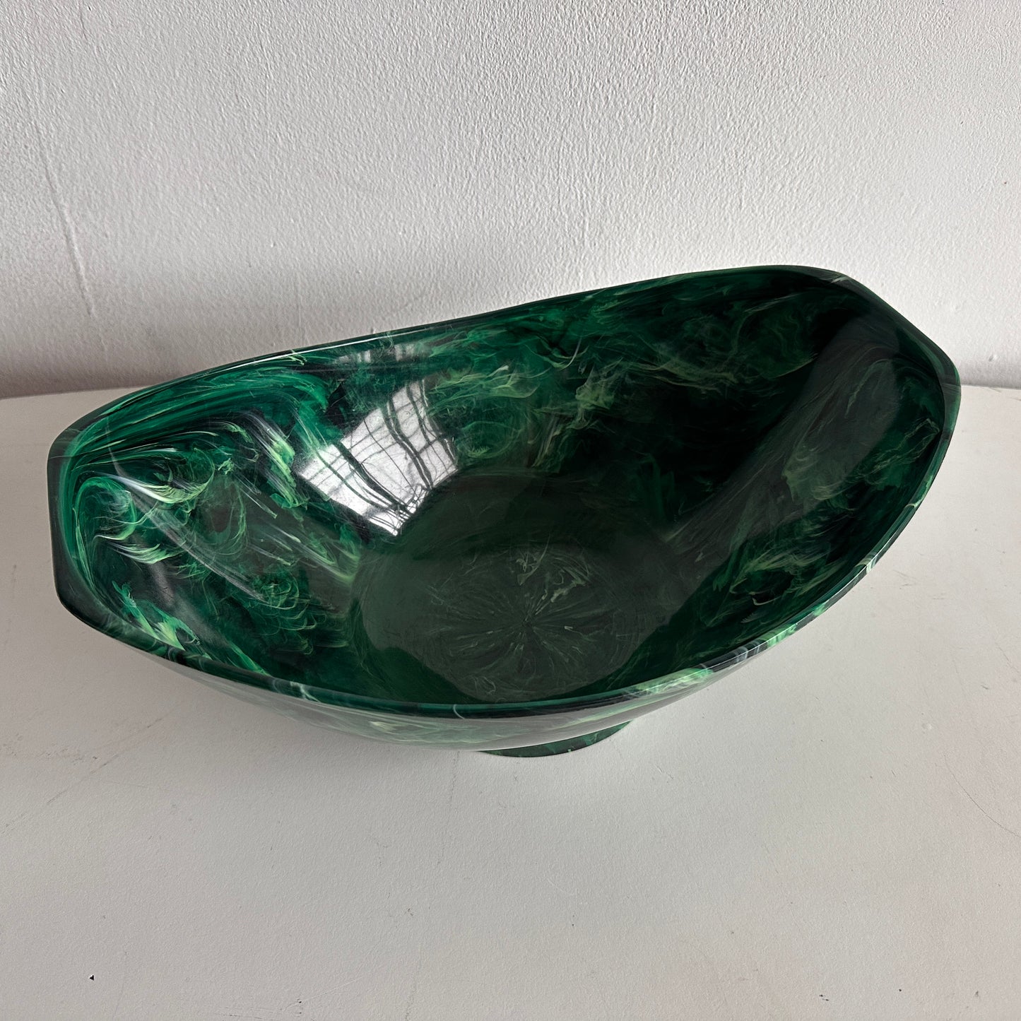 TT075 GREEN MARBLED ACRYLIC SERVING BOWL