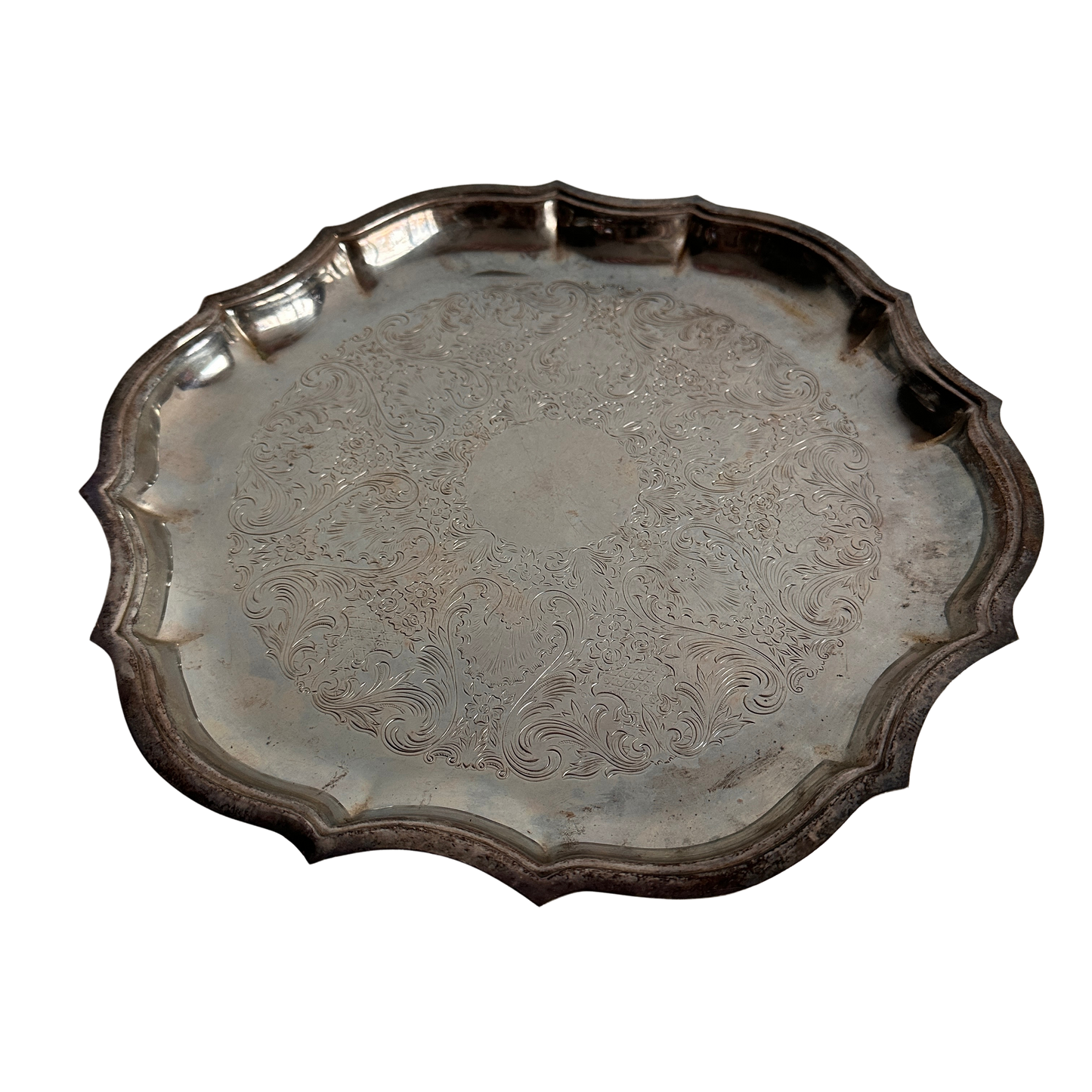 TT077 CHIPPENDALE SILVER SERVING TRAY