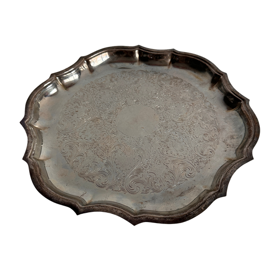 TT077 CHIPPENDALE SILVER SERVING TRAY