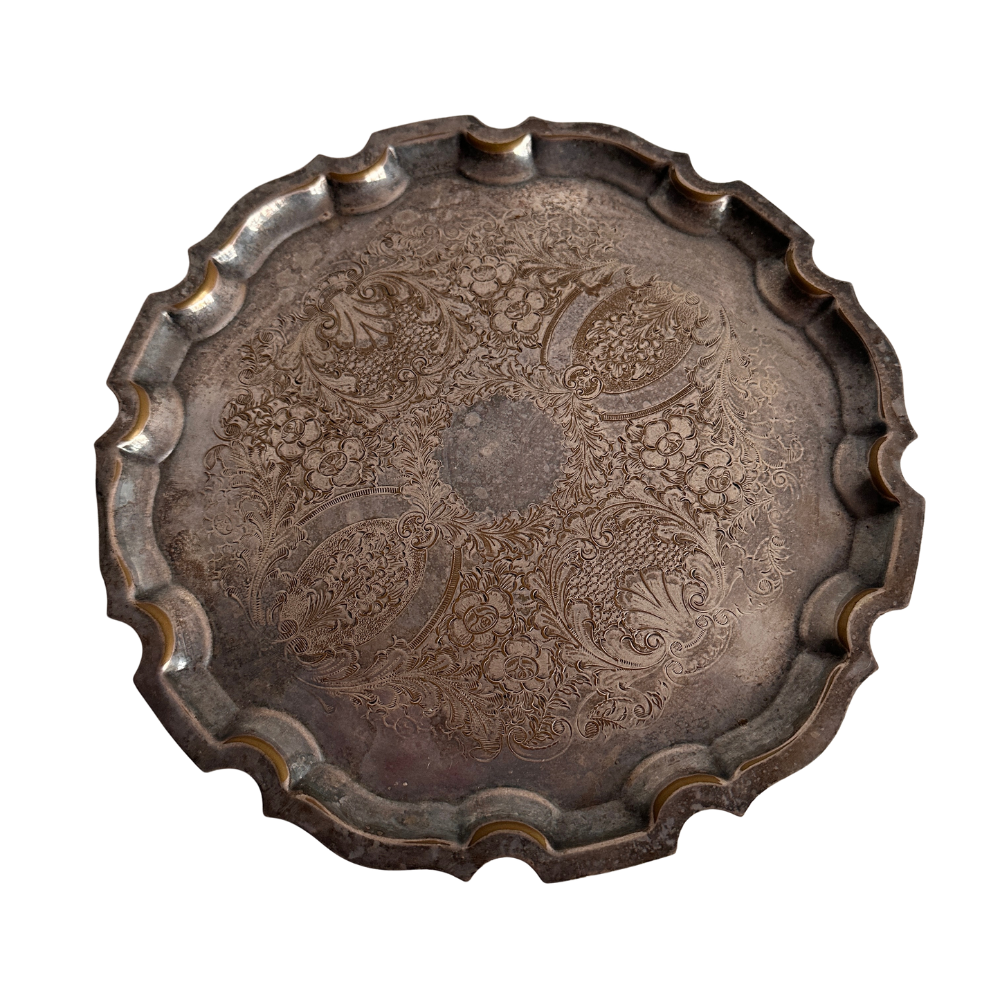 TT078 CHIPPENDALE SILVER SERVING TRAY WITH PATINA