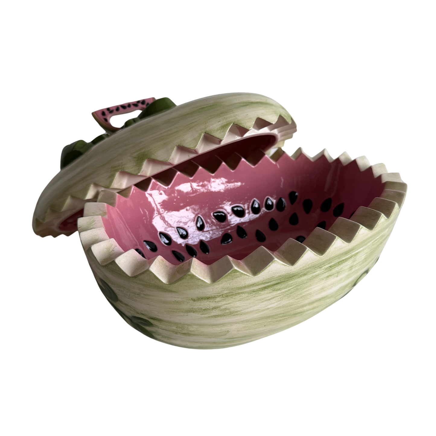 TT087 CERAMIC WATERMELON SERVING BOWL WITH LID