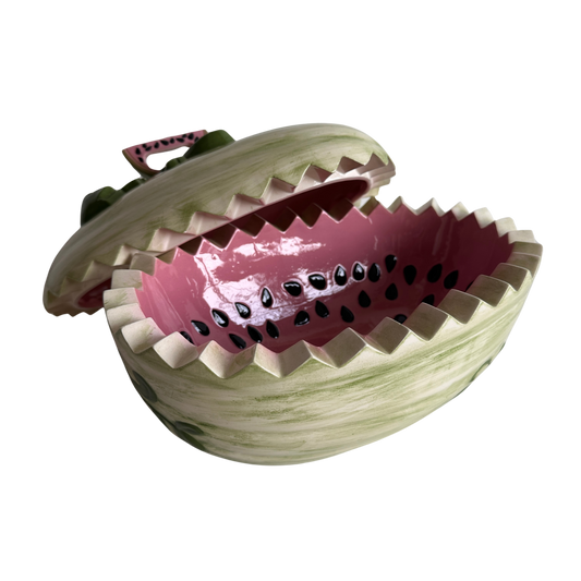 TT087 CERAMIC WATERMELON SERVING BOWL WITH LID