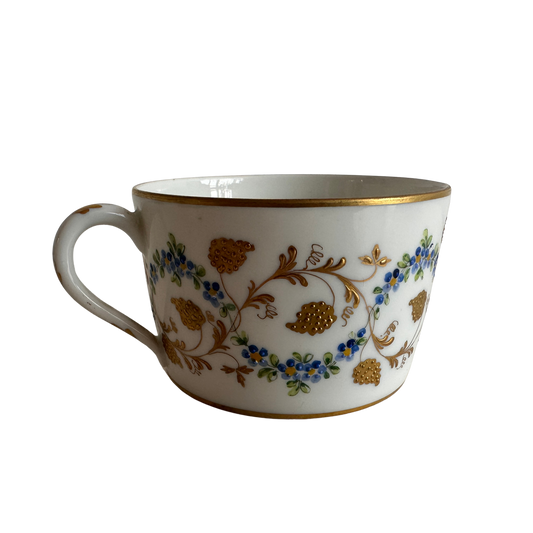 TT091 BLUE & GOLD FLORAL TEA CUP