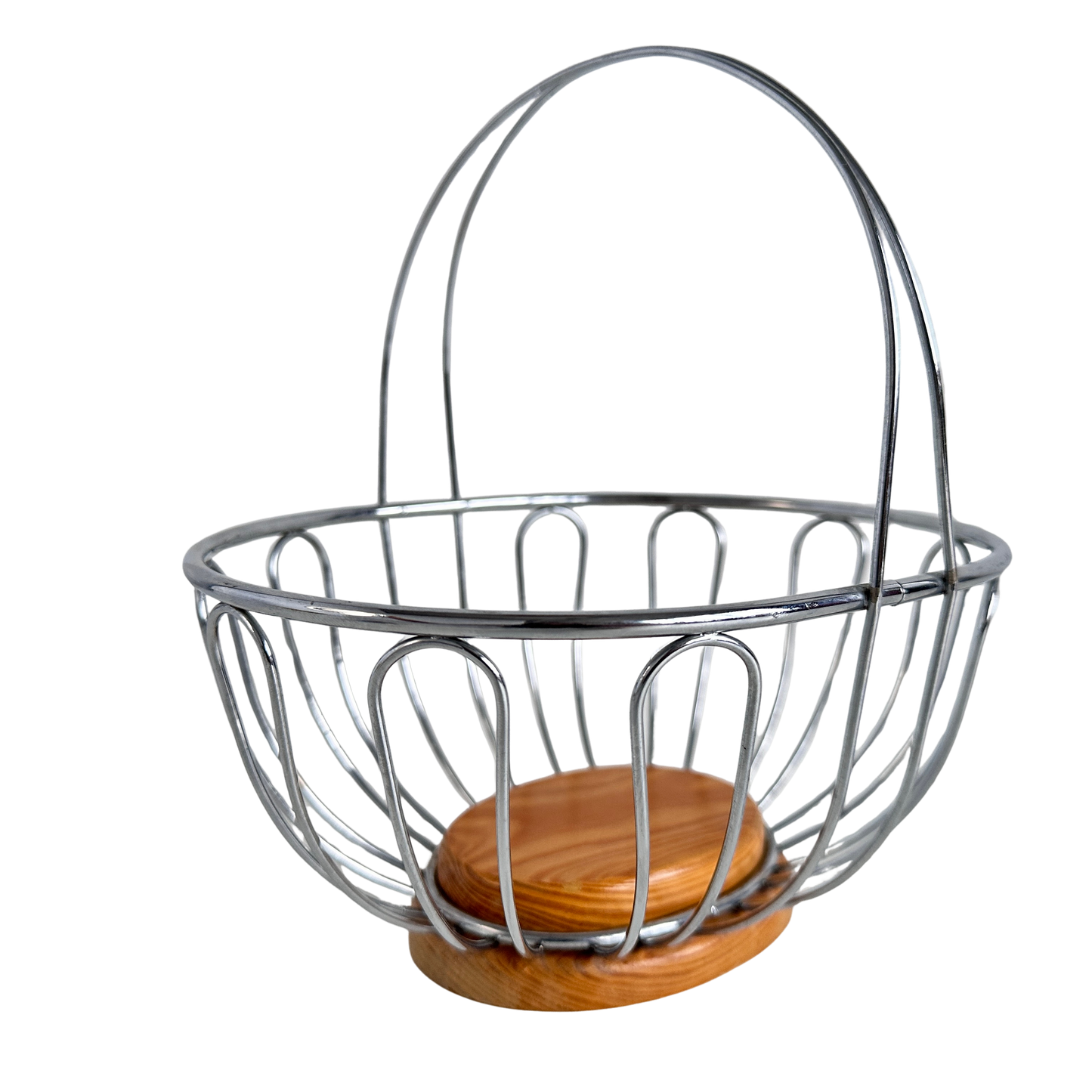 TT118 CHROME & WOOD BASKET