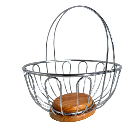 TT118 CHROME & WOOD BASKET
