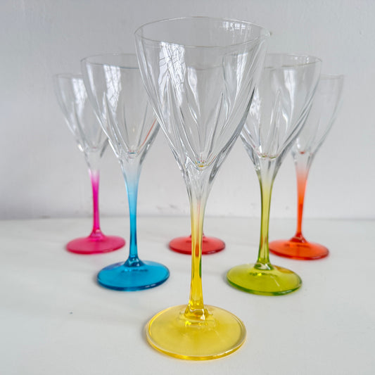 TT120 SET OF 6 RAINBOW STEMMED GLASSES