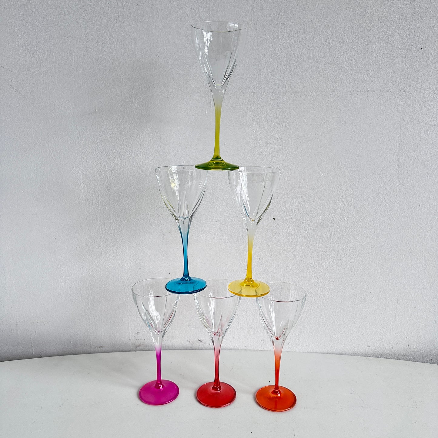 TT120 SET OF 6 RAINBOW STEMMED GLASSES