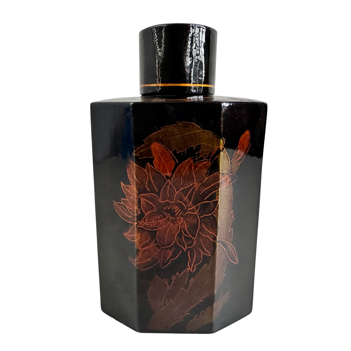 TT125 BLACK LAQUER TEA CADDY
