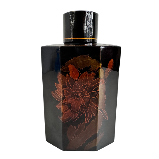 TT125 BLACK LAQUER TEA CADDY