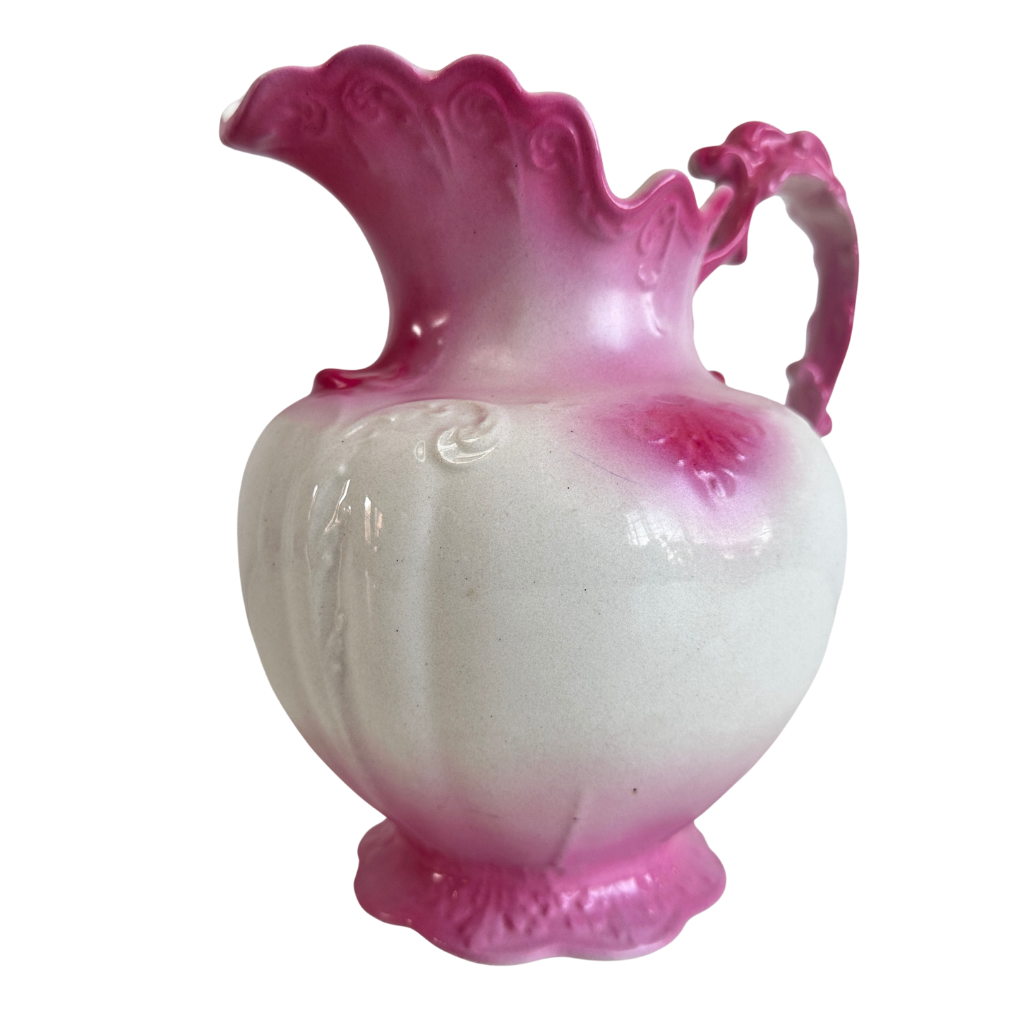 TT127 ORNATE PINK AND WHITE WATER PITCHER