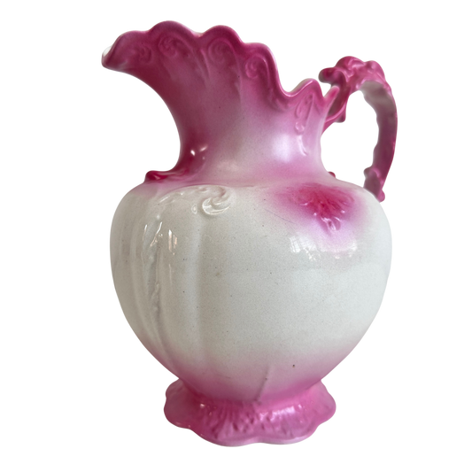 TT127 ORNATE PINK AND WHITE WATER PITCHER