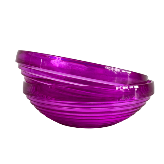 TT132 SET OF TWO PLASTIC RIDGED PURPLE BOWLS