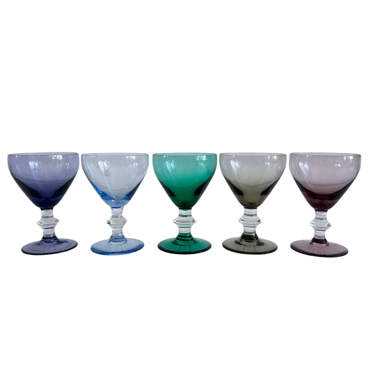 TT134 SET OF FIVE SMALL TINTED CORDIAL GLASSES