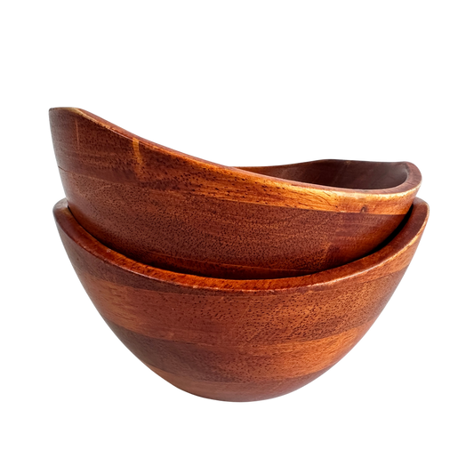 TT138 PAIR OF CARVED WOOD BOWLS