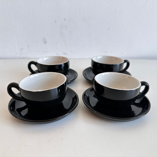 TT143 SET OF 4 BLACK AND CREAM ESPRESSO CUPS