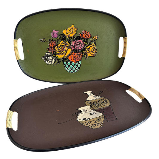 TT145 PAIR OF VINTAGE RETRO TILSO JAPANESE SERVING TRAYS