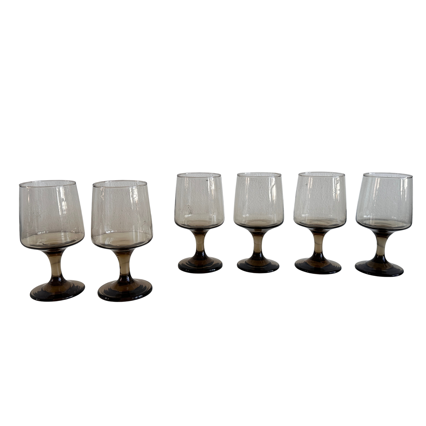 TT148 SET OF 6 SMOKED BROWN LIBBY TAWNY ACCENT WINE GLASSES