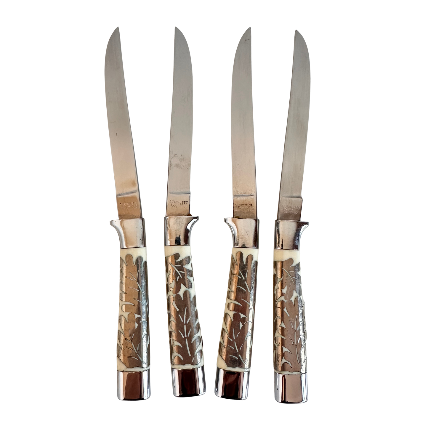 TT158 SET OF 4 ORNATE STAINLESS STEEL STEAK KNIVES