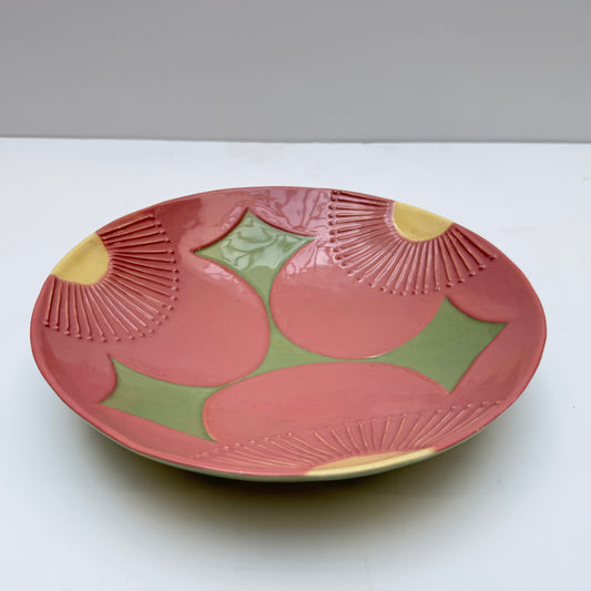 TT164 PINK, GREEN & YELLOW DECORATIVE BOWL