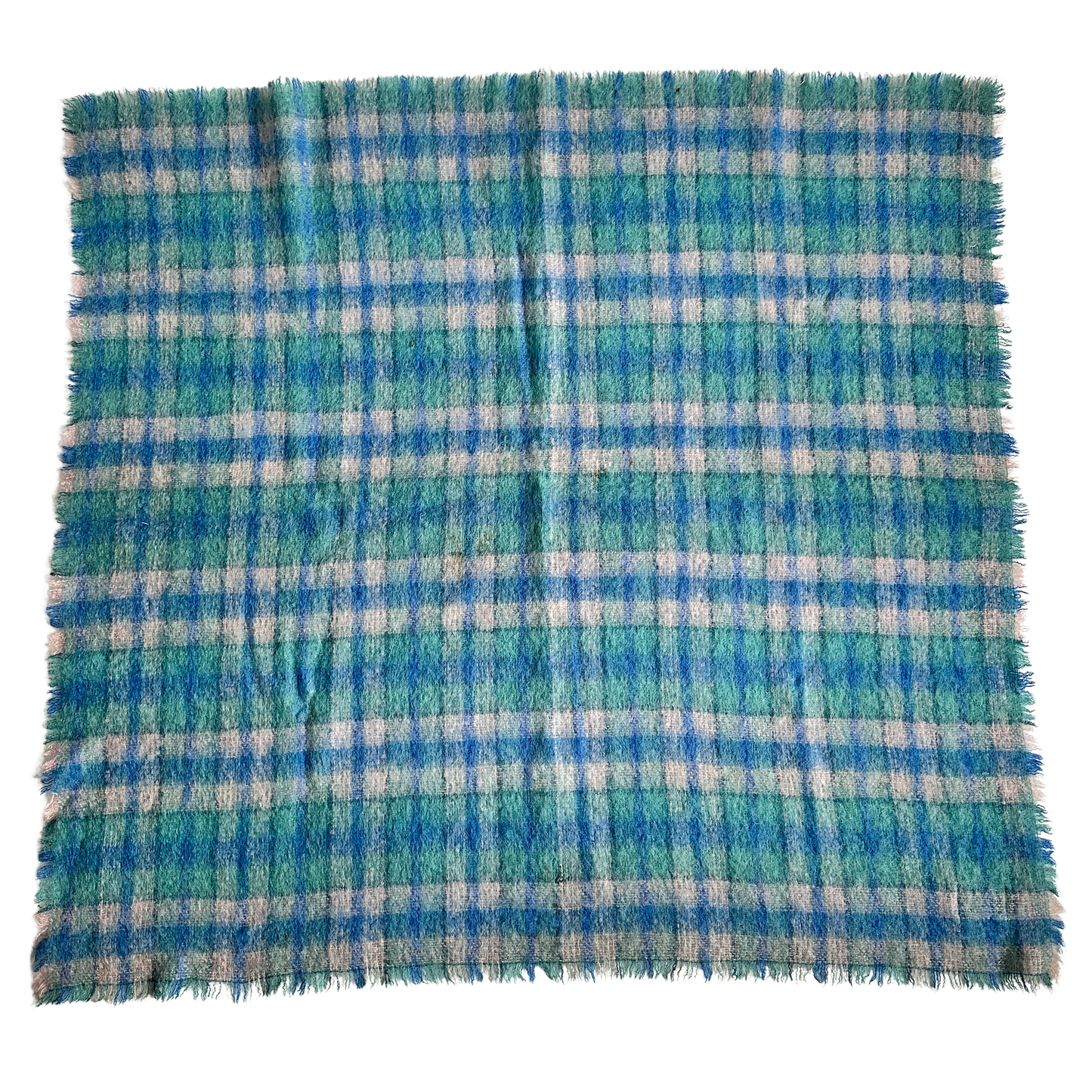 TW002 BLUE & GREEN MOHAIR THROW BLANKET