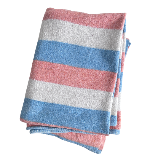 TW009 PINK, BLUE & WHITE STRIPED BLANKET