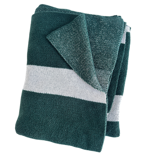 TW010 GREEN & WHITE STIPED THROW BLANKET