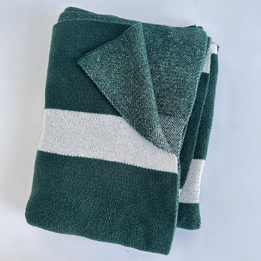 TW010 GREEN & WHITE STIPED THROW BLANKET