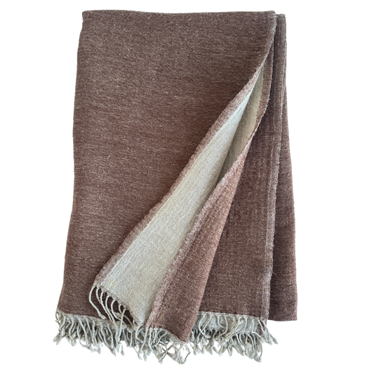 TW013 TWO TONE BROWN AND IVORY THROW