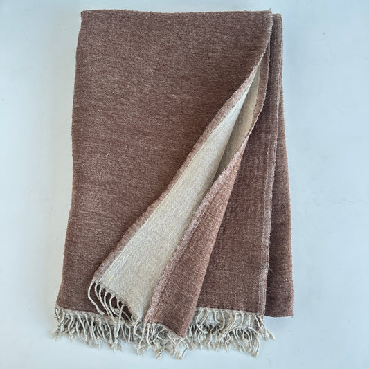 TW013 TWO TONE BROWN AND IVORY THROW